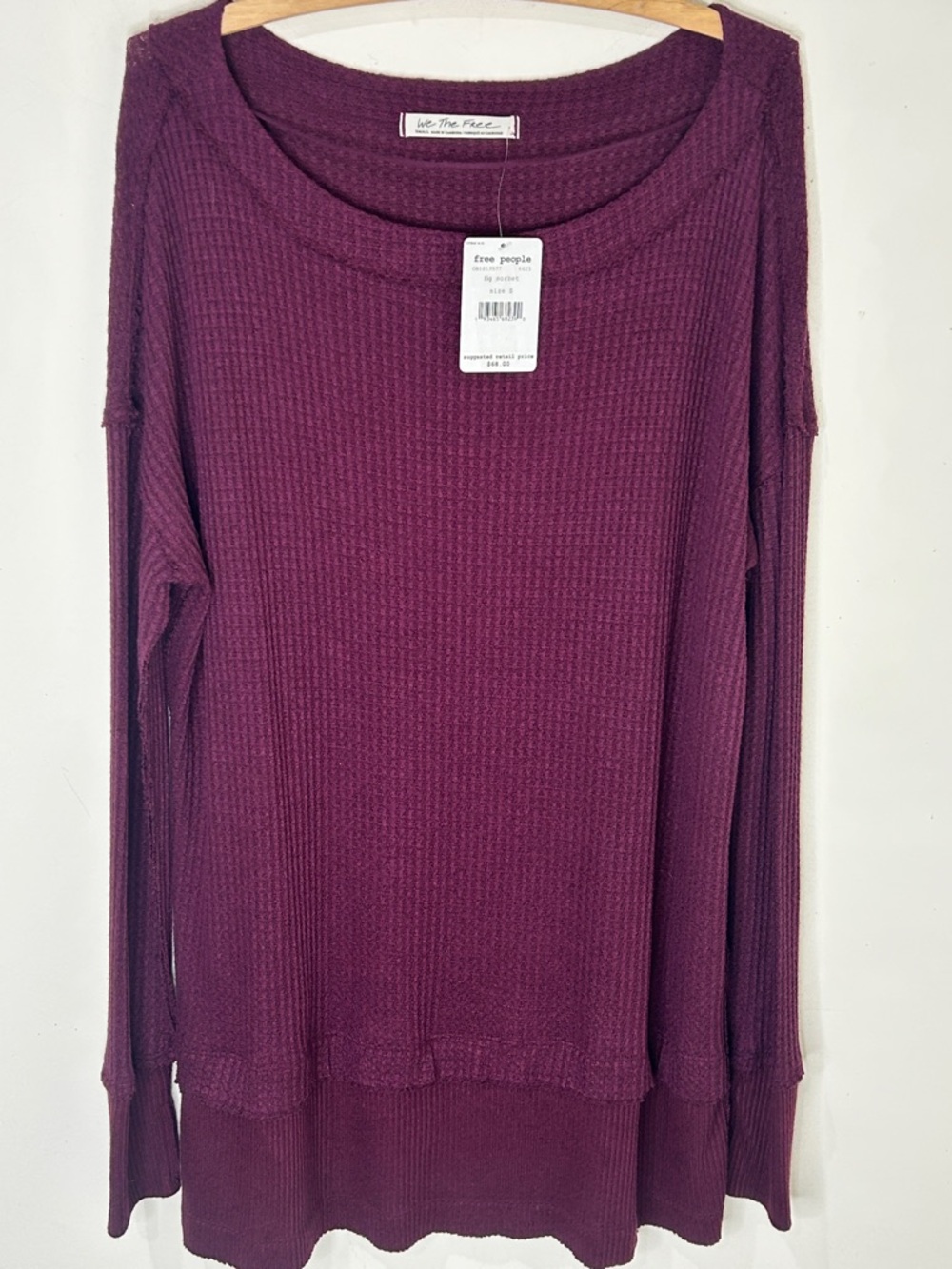 NWT FREE PEOPLE WE THE FREE North Shore Thermal Tunic Top Fig Sorbet Size Small - Picture 15 of 15